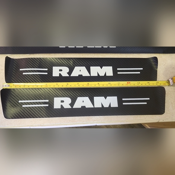 Dodge Ram 4 piece carbon fiber door sill scuff protector decal set - Picture 4 of 4